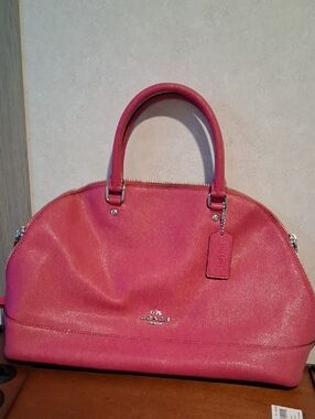 Coach Hot Pink Leather Dome Satchel with Silver Hardware